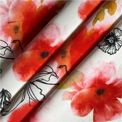 Odvážný květinový strečový satén